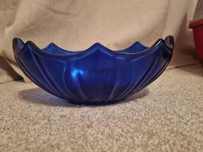 Buy Blue Purple Glass Bowl Art Deco Swirl Wavy Pattern • 10£