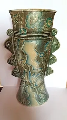 Buy 1980s Andrew Osborne Salt Glaze British Studio Pottery Vase With Ammonites  • 49.99£