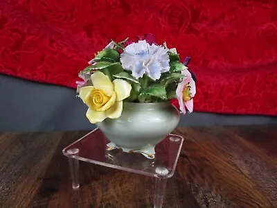 Buy Vintage ROYAL ADDERLEY FLOWER BOUQUET Floral Bone China FIGURINE BASKET ENGLAND • 9.48£