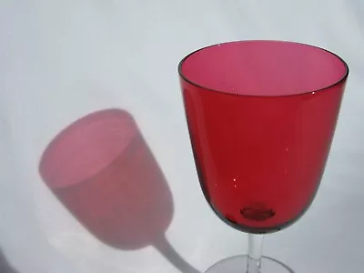 Buy Edwardian Art Nouveau Era Cranberry Wine Glass Without Collar Under Bowl L1 • 20£