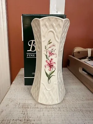Buy Belleek Irish Pottery Bud Vase Country Trellis Pink Tiger Lillies 7  • 28.76£