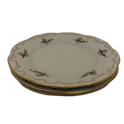 Buy Vintage Zsolnay Pecs Side Plate X3 Hungary White Pink Floral Flowers Gold Trim • 44.99£