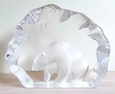 Buy Maleras Mats Jonasson Polar Bear Full Lead Crystal Paperweight Sculpture Signed • 20£