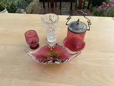 Buy Vintage Decorative Coloured Cut Glass & Other  - Bowls -Vase • 8.99£