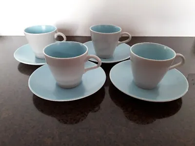 Buy Poole Pottery Twintone Sky Blue And Dove Grey Tea Cups And Saucers  • 20£