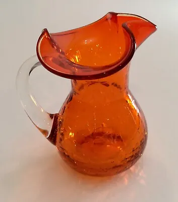 Buy Vintage Crackle Glass Tangerine Pitcher 4” • 9.43£