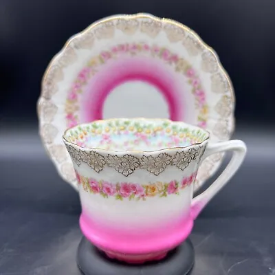 Buy Antique Carl Tielschh Altwasser Pink Rose Footed Tea Cup & Saucer Set CT Germany • 28.77£
