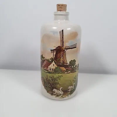 Buy Vintage APOSTEL Bottle Dutch Pottery  Hand Decorated Holland Windmill With Cork • 22£
