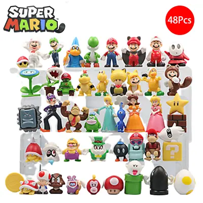 Buy 48Pcs Super Mario Bros Mini Figures Luigi Model Doll Toys Model Cake Decor Set • 12.59£