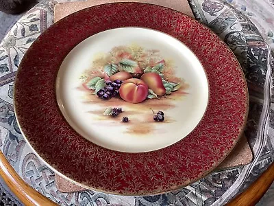 Buy Aynsley Orchard Gold 10.5in Red Border Dinner Plate 1st Quality Vgc • 15£