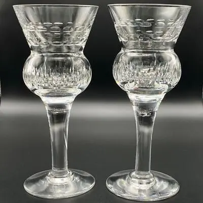 Buy 2 English Antique 19thc Georgian Revival Heavy Wine Glasses Thistle Hand Cut • 100£