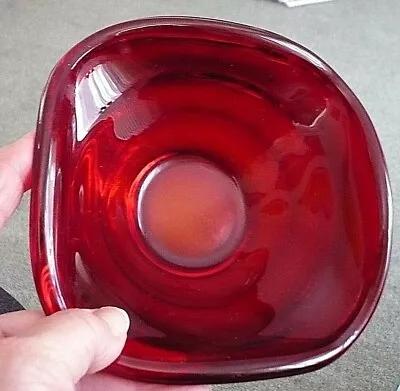 Buy VINTAGE WHITERFRIARS 4 SIDED RUBY GLASS BOWL 5 1/2  D   • 20£