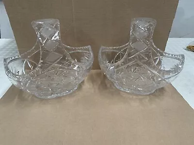 Buy 2 X Large Vintage Lead Crystal Hand Cut Display Baskets Fruit Bowls Centrepieces • 40£