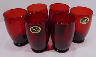 Buy 6 Vintage Anchor Hocking Royal Ruby Red Glass Tumblers New • 17.08£