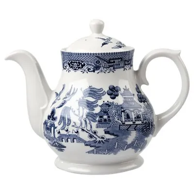 Buy CHURCHILL China SANDRINGHAM Geogria TEAPOT White/Blue WILLOW 850ml 4-Cup England • 17.90£