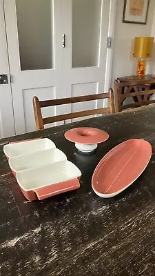 Buy Poole Pottery Trio Incl Cucumber Dish, Serving Dish And Small Round Flower Vase • 6.50£