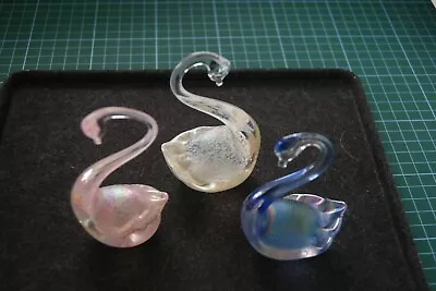 Buy Set Of 3 Glass Swans Heron Glass Made In England • 9.99£