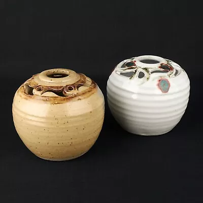 Buy Two Terry Davies Cooper Studio Art Pottery Globular Reticulated Vases • 16£