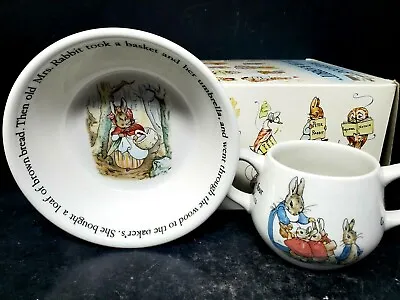 Buy Peter Rabbit By Wedgwood 2 Handle Teacup Mug Cereal Bowl 2 Pc Set #NM717 9193 • 18.06£