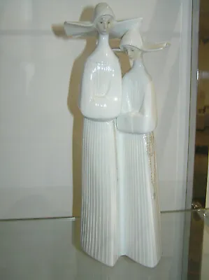 Buy Rare Beautiful Lladro Porcelain Nuns #4611 With Rosary Beads Double Figure • 49.95£