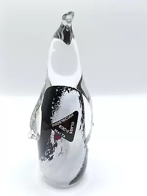 Buy Phoenician Glass Malta Cased Glass Black & White Penguin With Red Flash. Label. • 5.99£
