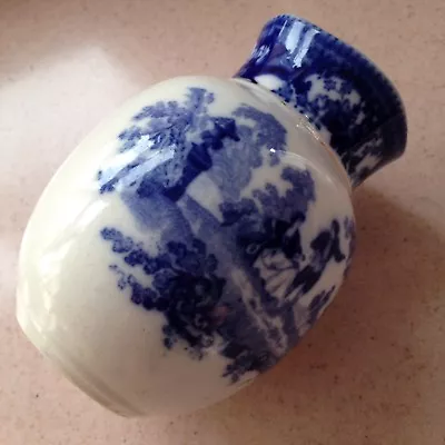 Buy Antique Royal Doulton Burslem Pot Vase Small Old Blue & White Circa 1891/1902 • 29£