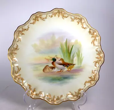 Buy DOULTON BURSLEM HAND PAINTED CABINET PLATE PAINTED WITH DUCKS C.1886 • 0.99£