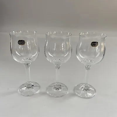 Buy Diana Claret Wine Glass 7 1/8  Bohemia Crystal Crystalex Blown Glass Set Of 3 • 47.71£