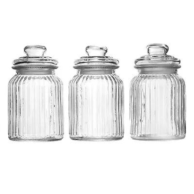 Buy Vintage Airtight Glass Jars 990ml - Set Of 3 Traditional Sweet Jar Storage | M&W • 14.99£