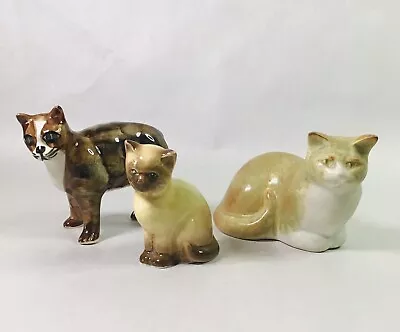 Buy 3 Vintage British Studio Pottery Cat Figurines With 1 Sylvac All Marked To Base • 25£
