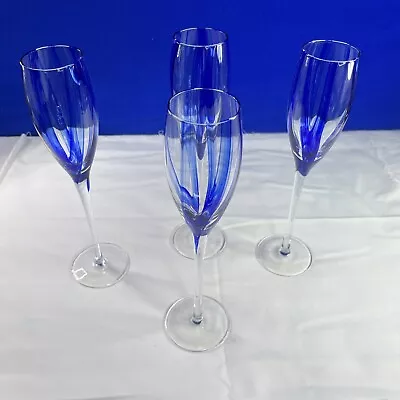 Buy 4 BEAUTIFUL Artland Waterfall Cobalt Champagne Flute Glasses • 46.54£