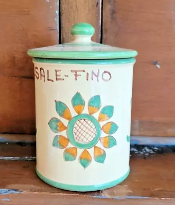 Buy Italian Pottery Salt Canister IL RUSTICO CORTONA Hand  Painted Sun Flower ... • 33.21£