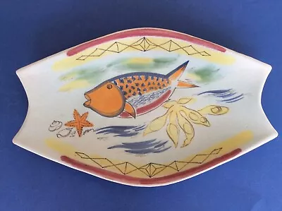 Buy Buchan Stoneware Pottery Curved Platter - Decorated Fish + Starfish - Riviera - • 18.99£