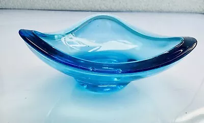 Buy Vintage Blue Czech Glass Bowl Sklo Union Jablonecke By Vaclav Hanus MCM 1960’s • 20£
