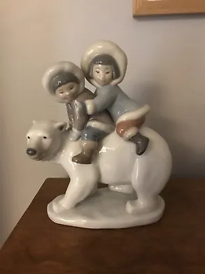 Buy Lladro Figurine Statue Eskimo Riders Children Polar Bear Christmas Perfect 5353 • 64.99£