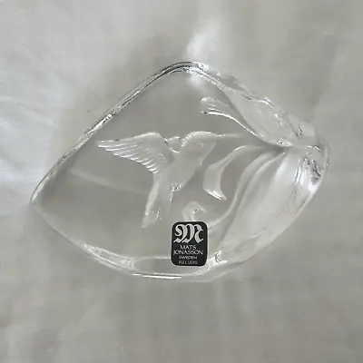 Buy Swedish Crystal Art Glass Paperweight Mats Jonasson Engraved Hummingbird Signed • 24.66£