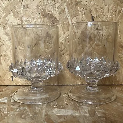 Buy 2 X Antique Victorian Large Hobnail Crystal Wine Glass Rummer Goblet 15cm • 19.99£