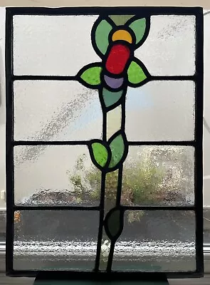 Buy Vintage Leaded Stained Glass Art Nouveau Window Panel • 65£