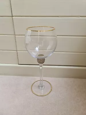 Buy Stem Glass Candle Holder With Diamond Gems And Gold Rims • 4£