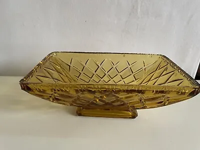Buy Art Deco Sowerby Rectangular Amber Pressed Glass Serving Bowl Pattern No. L2487 • 18£
