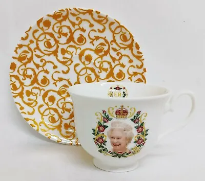Buy HM Queen Elizabeth II Platinum Jubilee Tea Cup & Saucer Fine Bone China Decor UK • 16.50£