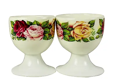 Buy NEW English Garden Rose Porcelain Egg Cups 2 Set England Tableware EASTER GIFT • 6.58£