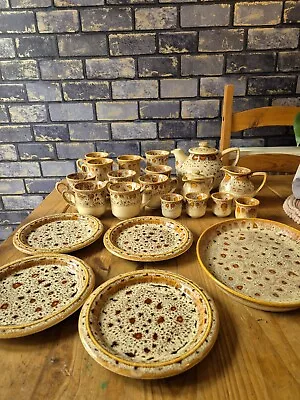 Buy Forsters Pottery Blonde Honeycomb Set Tea Coffee Cups Mug Teapot Plates Vintage • 55£