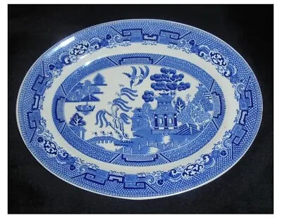 Buy Vintage Willow Pattern Oval Plate ~ North Staffordshire Pottery England ~ 27cms  • 17.50£