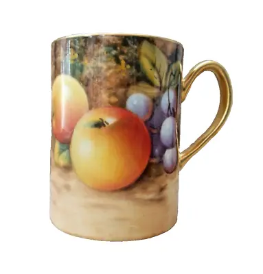 Buy Royal Worcester  -  Stunning Hand Painted Fallen Fruit Christening Mug - Signed • 195£