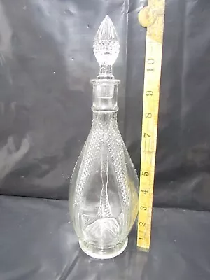 Buy Cut Crystal Decanter Heavy Teardrop Bottle Glass W/Stopper • 14.99£