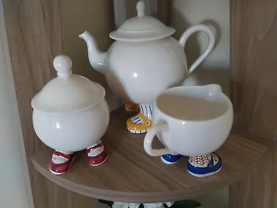Buy Carlton Ware Walking- Teapot- Sugar Bowl-Milk Jug- No Restoration But  Crazing ! • 27.50£