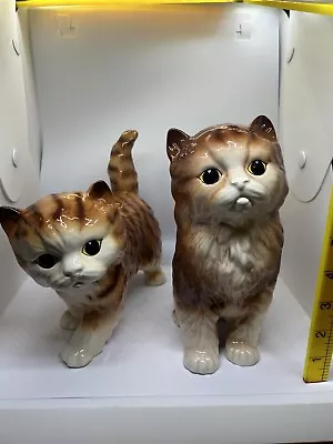 Buy Vintage Retro Melba Ware Pair Of Large 8  Tabby Ginger Cat Kitten Figurines • 14£