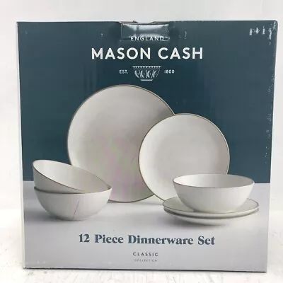 Buy Mason Cash 12 Piece Dinnerware Set Cream Stoneware Kitchenware BIG453070 • 40.32£