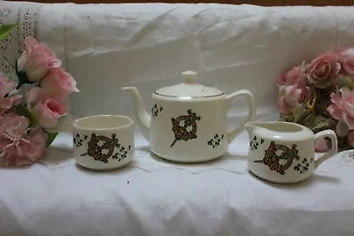 Buy Lovely Vintage Carrigaline  Tara Brooch   Shamrocks Tea Set Pot, Milk & Sugar 45 • 12£